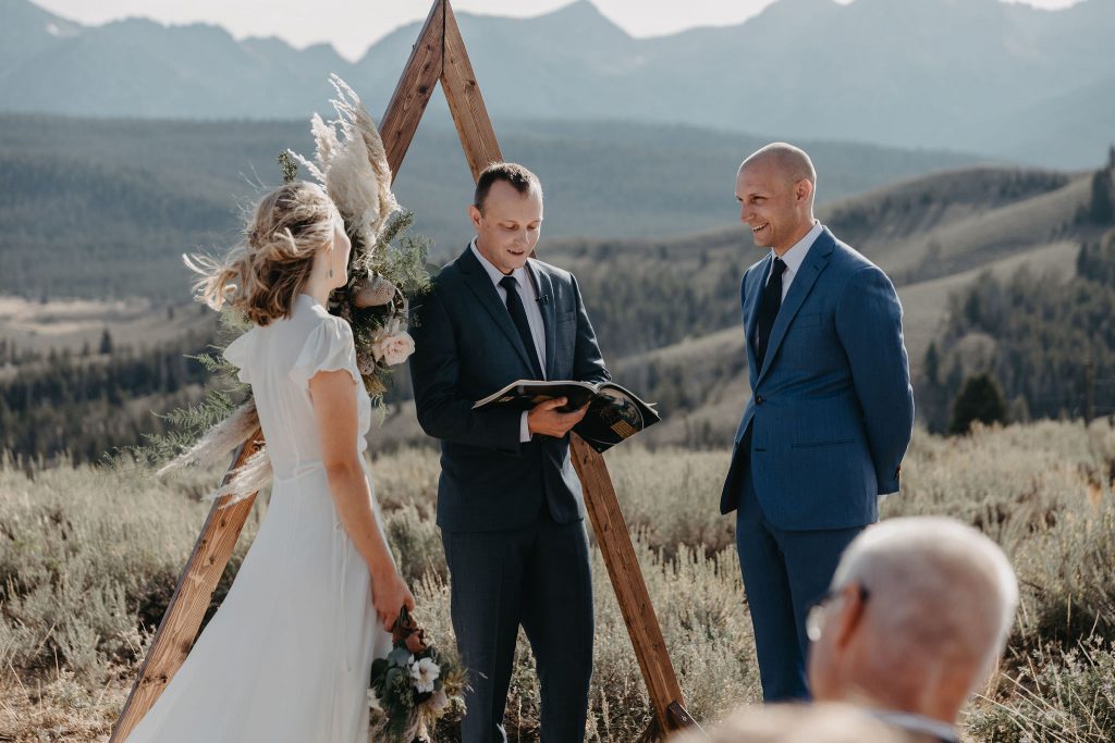 An elopement ceremony in the Sawtooth Mountains.
