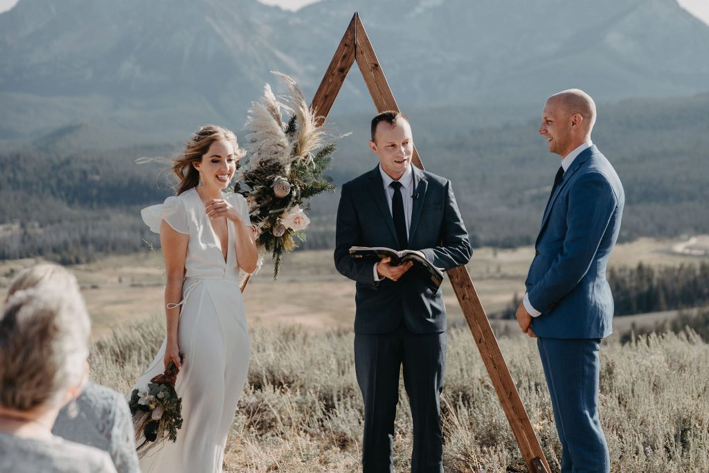 An elopement ceremony in the Sawtooth Mountains.