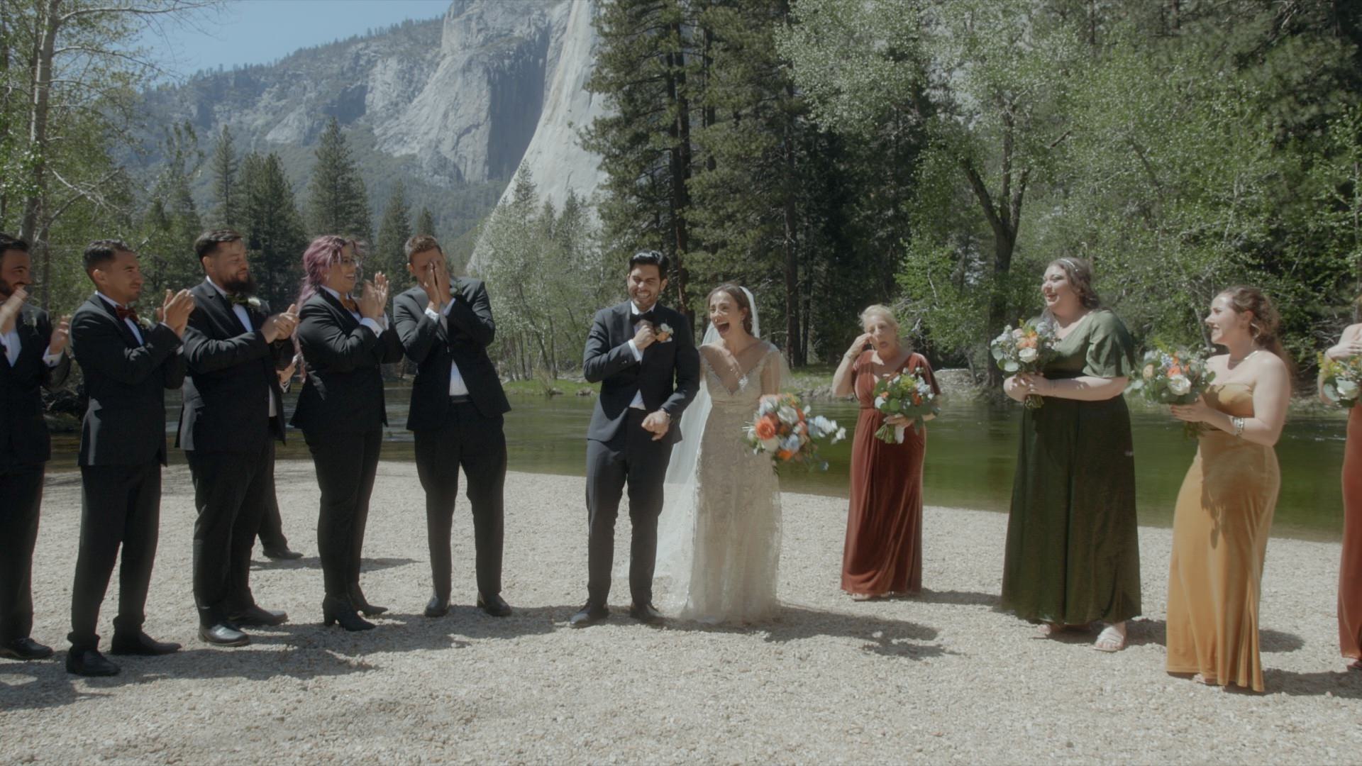 a couple gets married at cathedral beach in yosemite