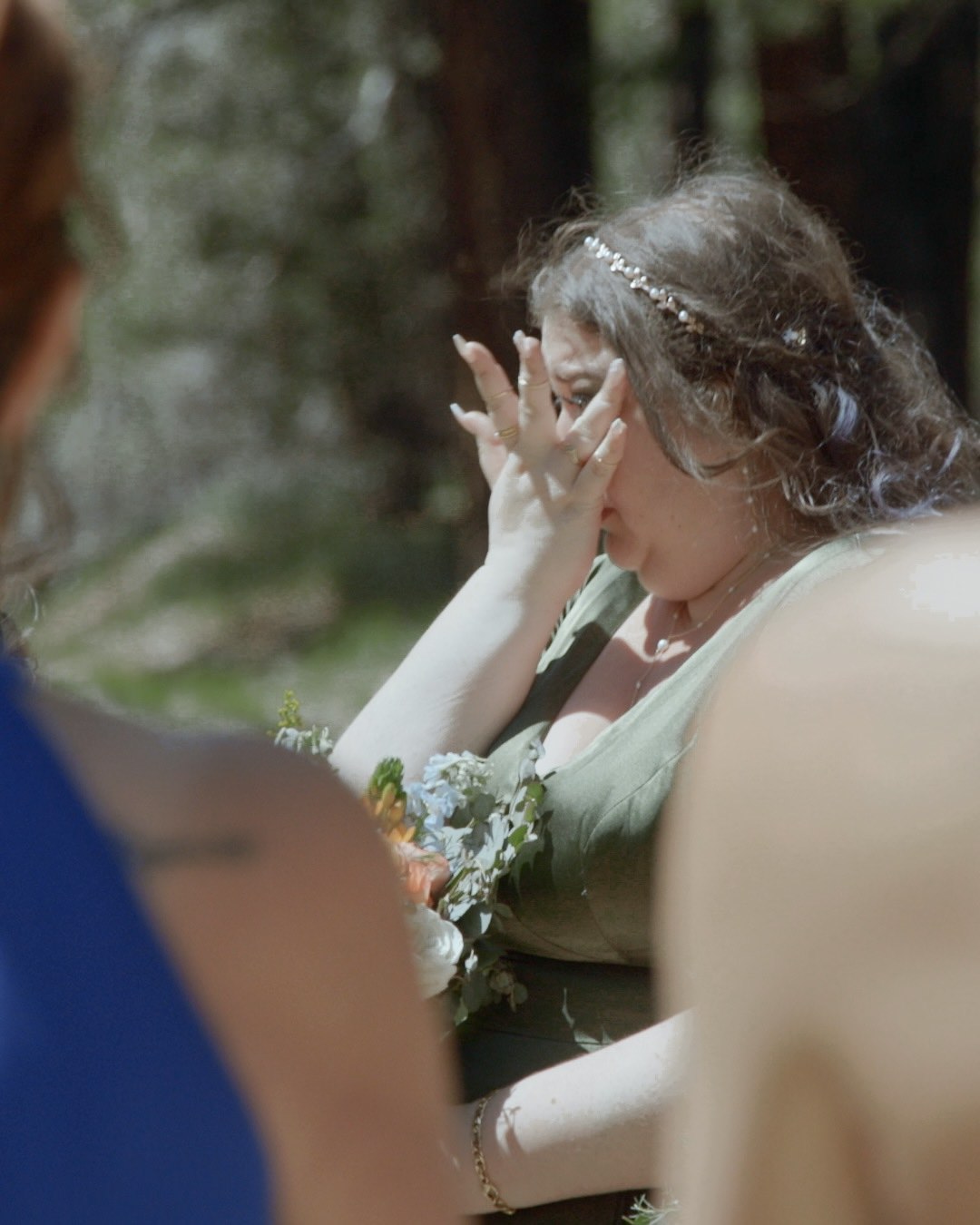 bridesmaid crying during yosemite wedding